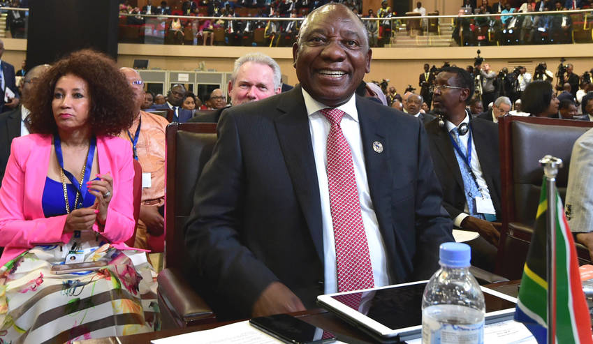 South African President Cyril Ramaphosa and Foreign Minister Lindiwe Sisulu at AfCFTA in Kigali, Rwanda on 20-21 March  2018