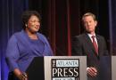 Stacey Abrams and Brian Kemp in a debate for the 2018 midterms